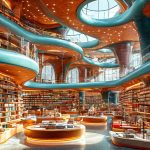 Библиотека с книгами в будущем